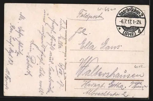 AK Saarbrücken, Beethovenplatz mit Handelsschule Meissner & Heldrich