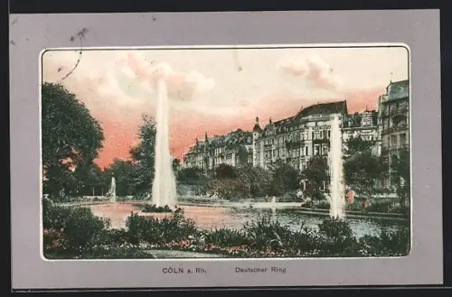 AK Köln-Neustadt, Deutscher Ring mit Fontänen
