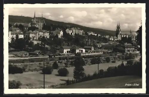 AK Prüm /Eifel, Teilansicht mit Kirche