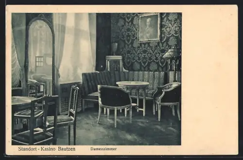 AK Bautzen, Standort-Kasino, Damenzimmer, Innenansicht