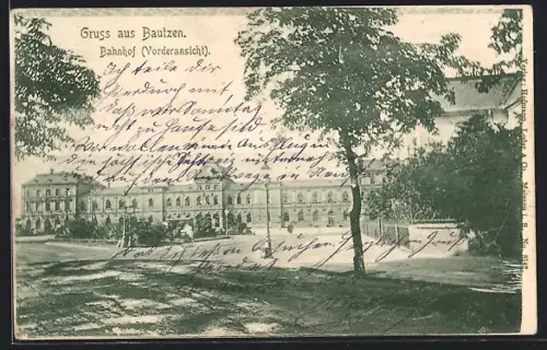 AK Bautzen, Bahnhof Vorderansicht