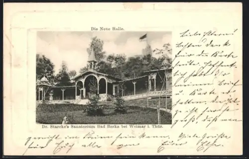 AK Bad Berka bei Weimar, Dr. Starcke`s Sanatorium, Neue Halle