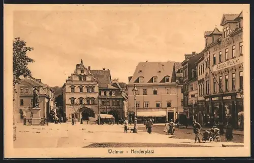 AK Weimar / Thüringen, Strassenpartie am Herderplatz