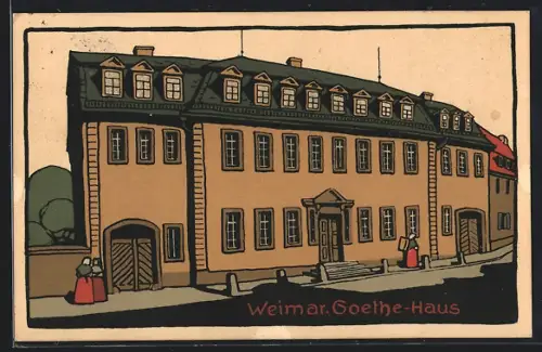 Steindruck-AK Weimar, Goethe Haus