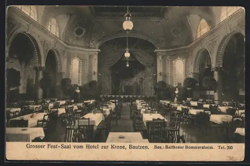 AK Bautzen, Grosser Fest-Saal vom Hotel zur Krone, Innenansicht