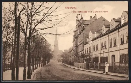 AK Freiberg / Sachsen, Hornstrasse, Jakobikirche