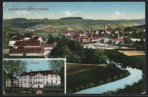 AK Züttlingen, Schloss, Teilansicht