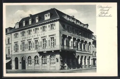 AK Karlsruhe / Baden, Dresdner Bank am Platz