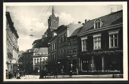 AK Cleve, Haagsche Strasse mit Schwanenburg