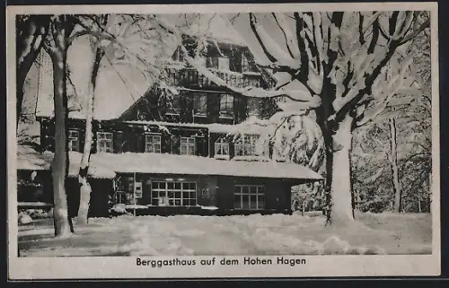 AK Dransfeld, Berggasthaus auf dem Hohen Hagen im Schnee
