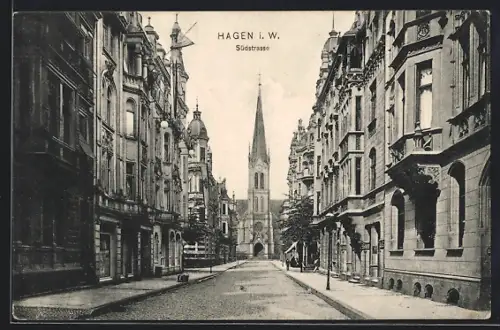AK Hagen i. W., Blick in die Südstrasse