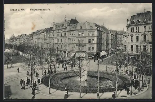 AK Köln-Neustadt, Barbarossaplatz mit Geschäften und Strassenbahn