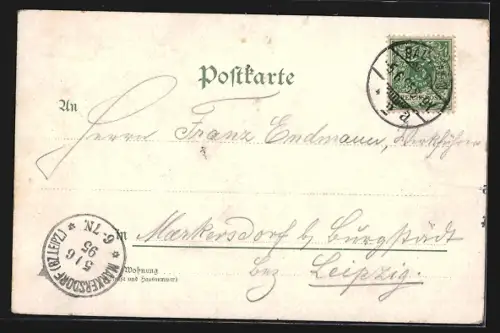 Vorläufer-Lithographie Bautzen, 1895, Ortenburg, Petrikirche und Rathaus, Reichen-Turm