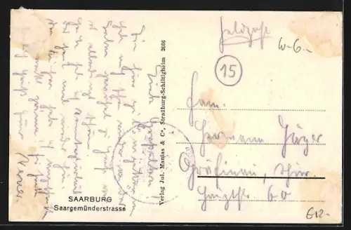 AK Saarburg, Saargemünderstrasse mit Geschäft