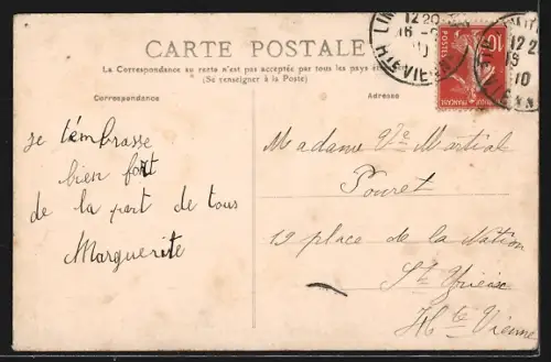 AK Limoges, Avenue Baudin, Strassenbahn