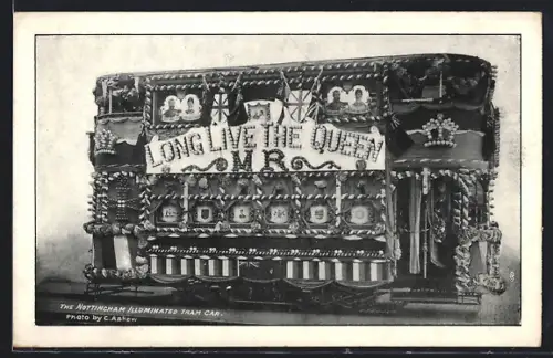 AK Nottingham, The Nottingham Illuminated Tram Car, Strassenbahn