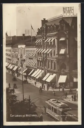 AK Kristiania, Carl Johans Gade, Strassenbahn