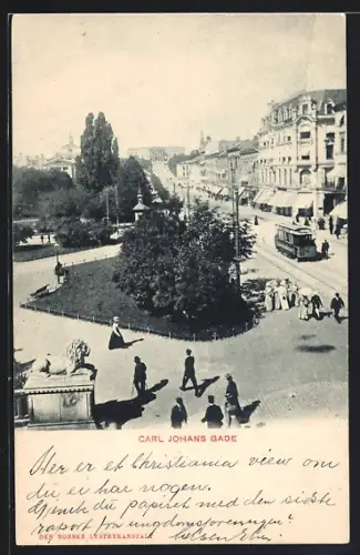 AK Kristiania, Carl Johans Gade, Strassenbahn