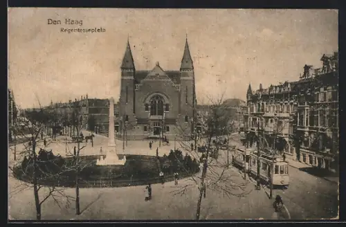 AK Den Haag, Regentesseplein, Strassenbahn