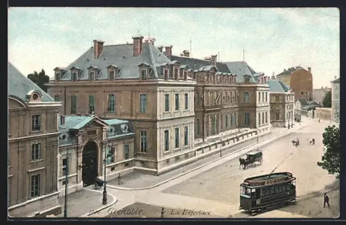 AK Grenoble, La Préfecture, Strassenbahn