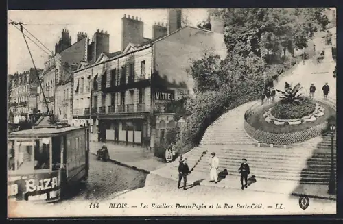 AK Blois, les Escaliers Denis-Papin, Tramway