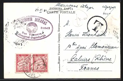 AK Belgrade, Rue Miloche le Grand, Strassenpartie mit Strassenbahn