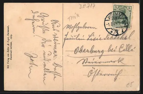 AK Weimar / Thür., Teilansicht mit Hotel Kaiserin Auguste und Strassenbahn