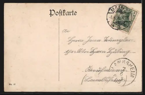 AK Mainz, Hauptbahnhof mit Strassenbahn