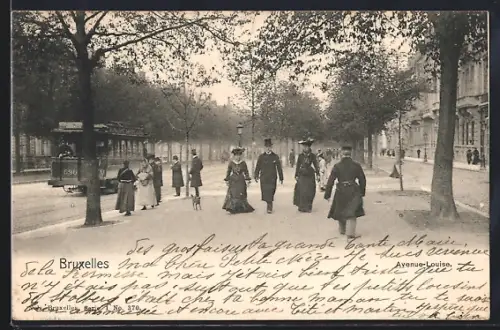 AK Bruxelles, Avenue-Louise, Strassenbahn