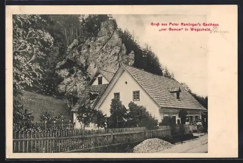 AK Mariazell /Stmk., Wegscheid, Peter Raminger`s Gasthaus zur Gemse