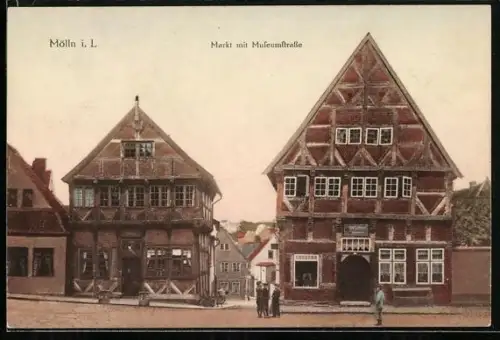 AK Mölln / Lauenburg, Markt mit Museumstrasse