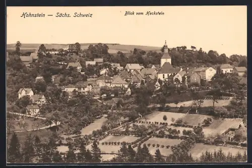 AK Hohnstein / Sächs. Schweiz, Blick vom Hockstein auf den Ort