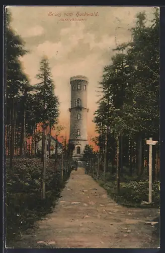 AK Hochwald / Oybin, Weg zum Aussichtsturm