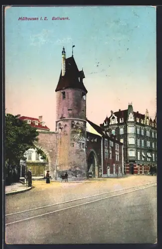 AK Mühlhausen i. E., Bollwerk mit Strassenpartie