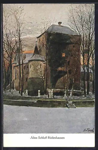 Künstler-AK Rüdenhausen, Altes Schloss Rüdenhausen im Winter