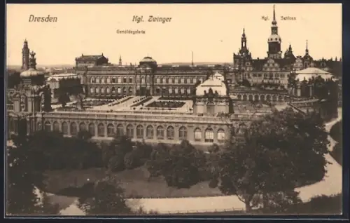AK Dresden, Kgl. Zwinger mit Kgl. Gemäldegalerie