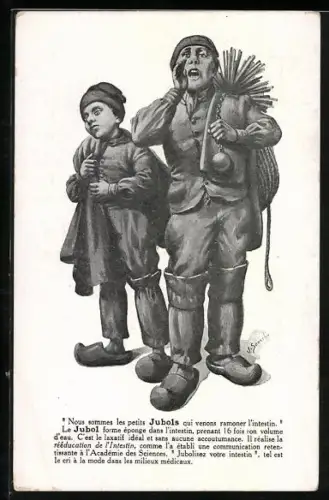 Künstler-AK Zwei Schornsteinfeger in Arbeitskleidung