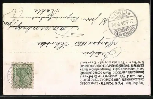 Lithographie Zwerge stossen auf einem Balkon an, Fröhliche Pfingsten