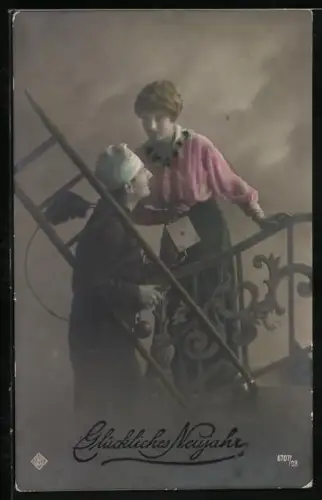 AK Schornsteinfeger mit junger Dame