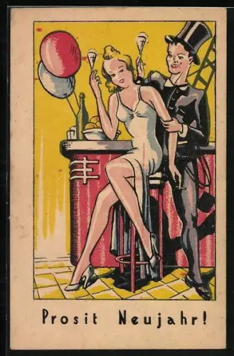 AK Schornsteinfeger mit eleganter Dame