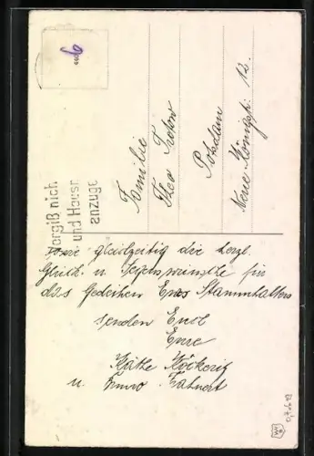 Künstler-AK Kleiner Schornsteinfeger mit Klee in einer verschneiten Landschaft, Neujahr