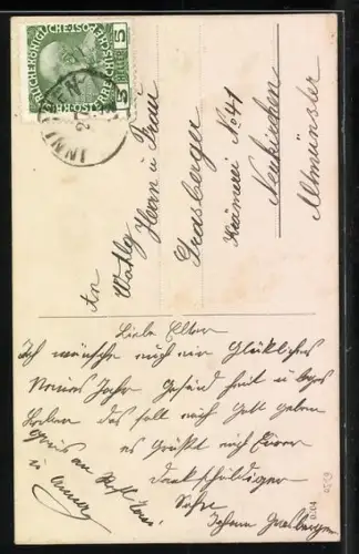 AK Kleiner Schornsteinfeger mit Kelch und Leiter, Prosit Neujahr