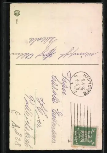 Künstler-AK Osterhase sitzt auf dem Boden, Fröhliches Osterfest