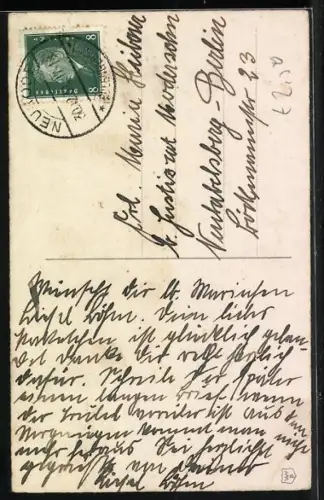 Künstler-AK Kleiner Schornsteinfeger mit Klee im Schnee