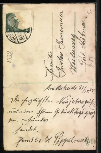 Künstler-AK Schornsteinfeger trägt ein Glücksschwein unterm Arm