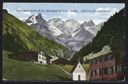 AK Einödsbach /Oberstdorf, Gasthaus Einödsbach, südlichster Ort Deutschlands, Allgäuer Alpen