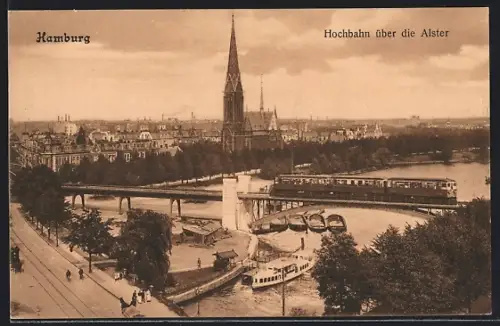 AK Hamburg, Hochbahn über die Alster