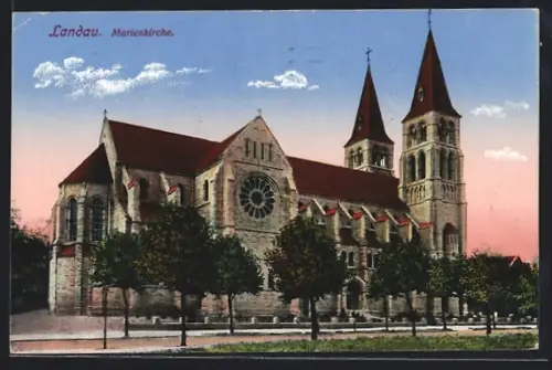 AK Landau / Pfalz, Blick zur Marienkirche