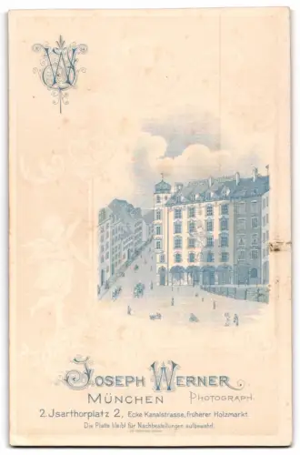 Fotografie Joseph Werner, München, 2. Jsarthorplatz, Hochzeitspaar mit Blumenschmuck
