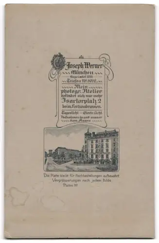 Fotografie Joseph Werner, München, Isartorplatz 2, Hochzeitsporträt eines Paares